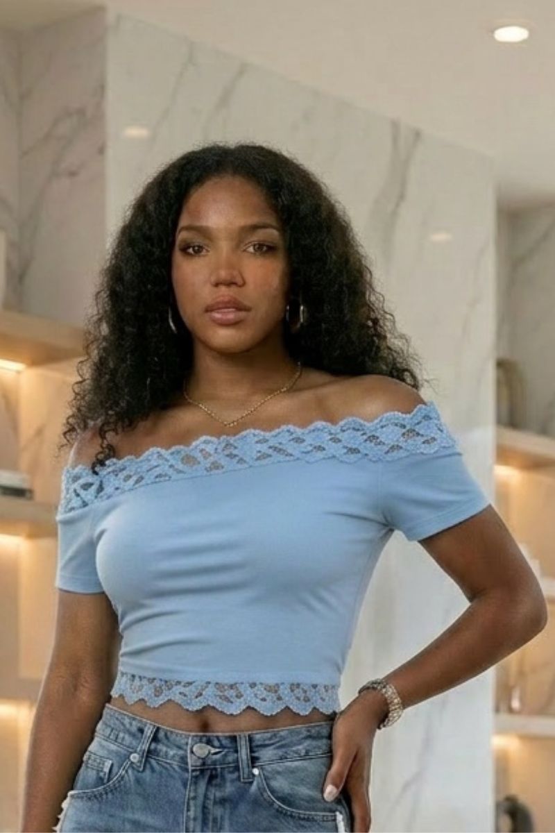 Stretchy off-shoulder crop top