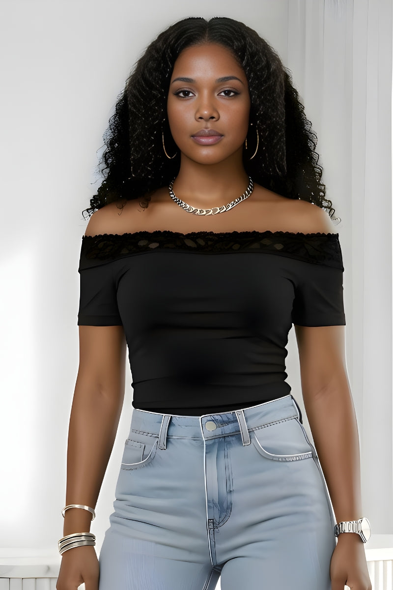 Stretchy off-shoulder Brown crop top