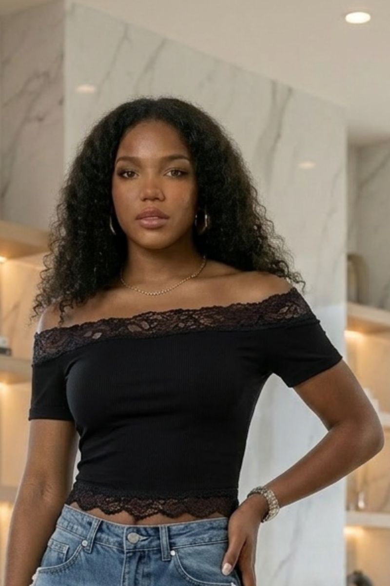 Stretchy off-shoulder crop top