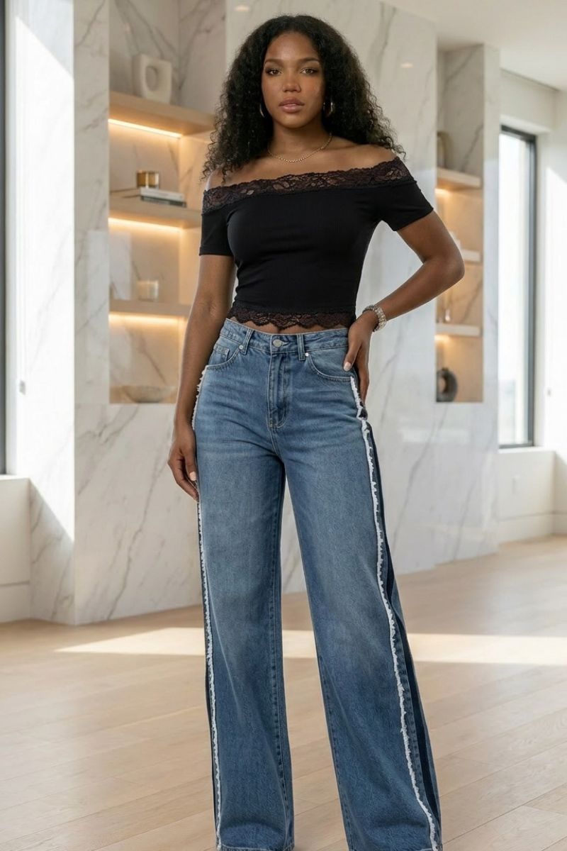 luxury wide-leg silhouette with elevated designer-inspired detail