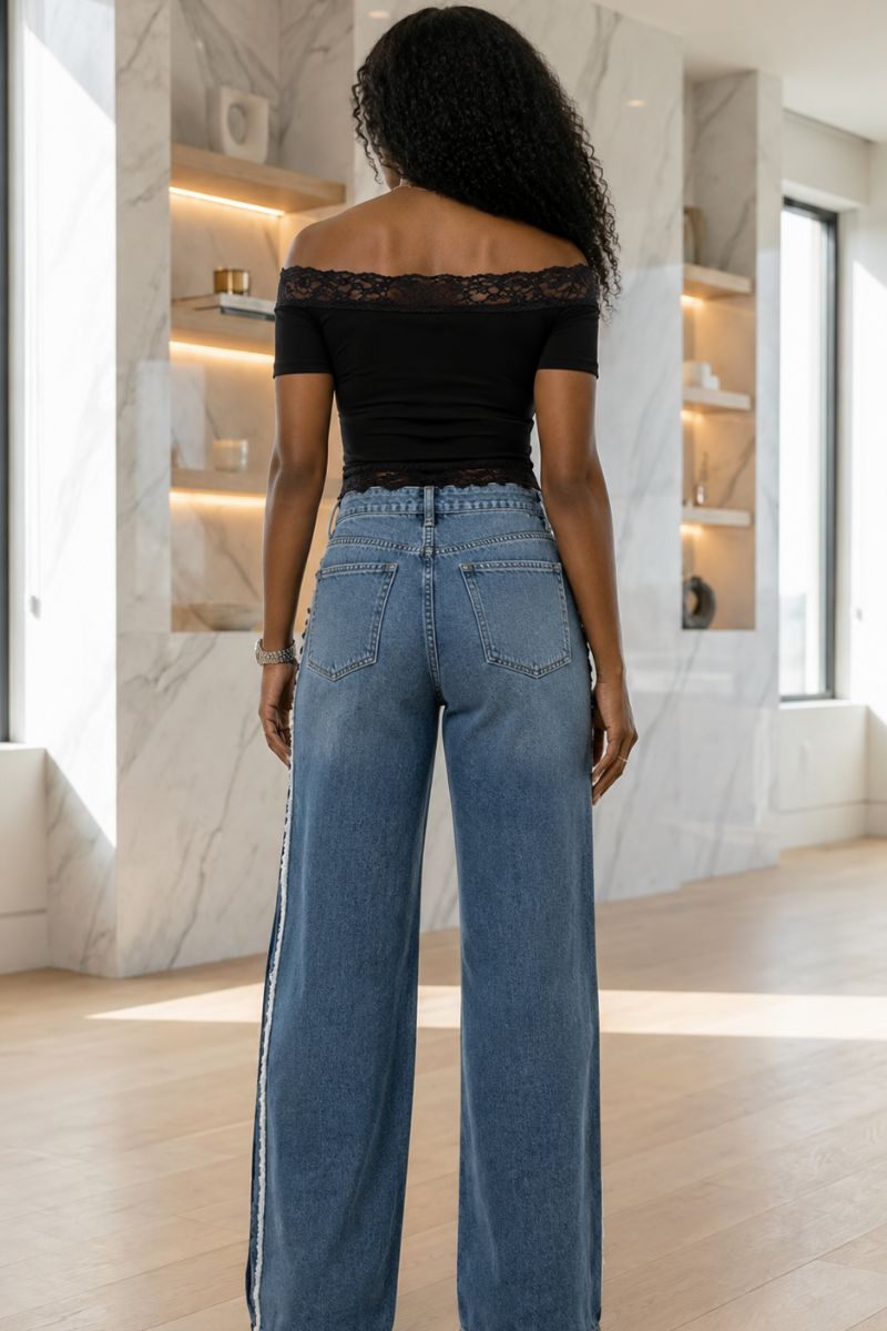 luxury wide-leg silhouette with elevated designer-inspired detail