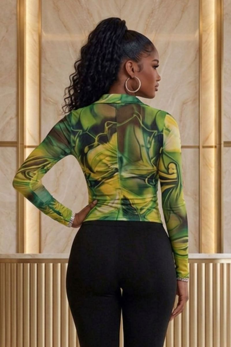Luxury statement long-sleeve fitted blouse