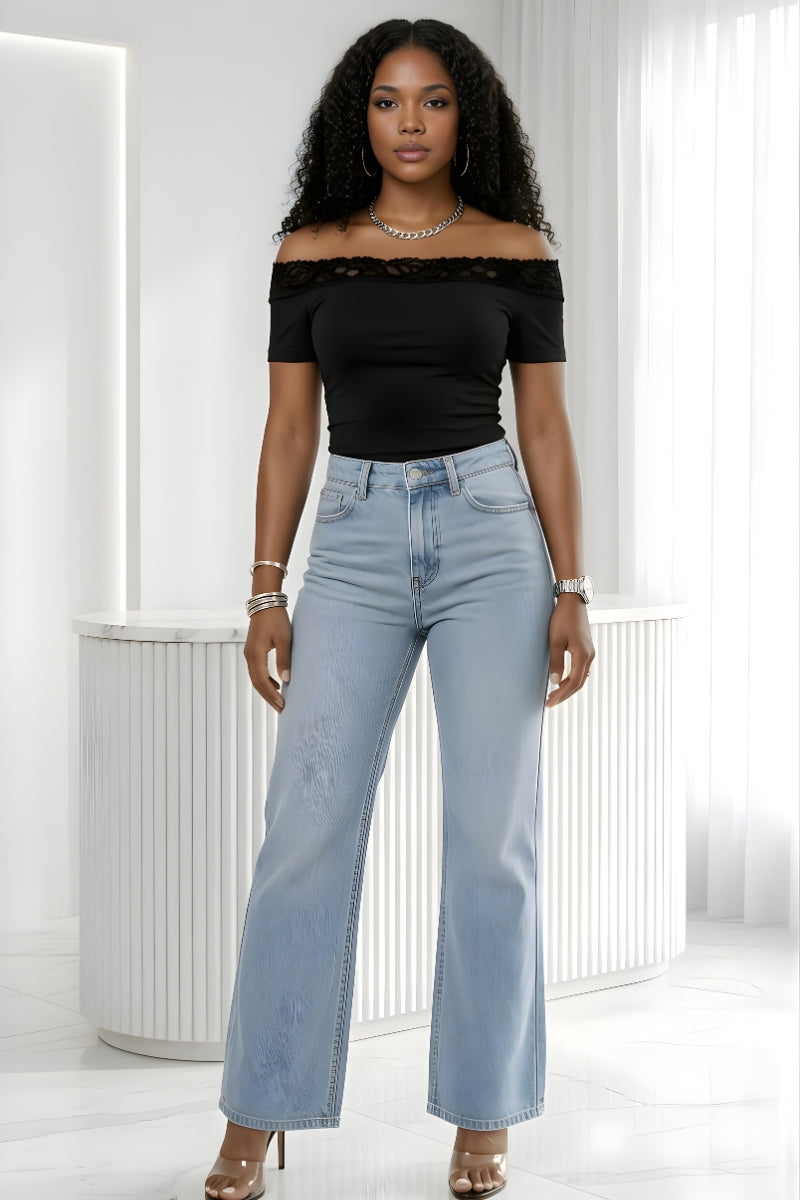 Stretchy off-shoulder Brown crop top