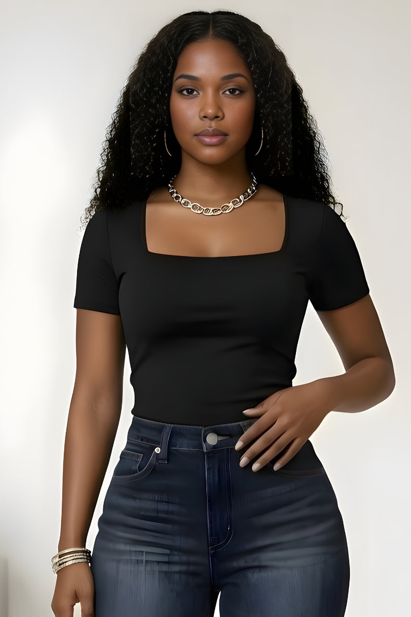 Fitted Black short sleeve top