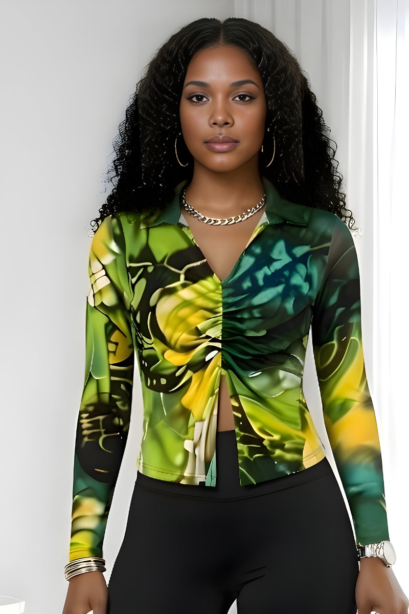Luxury statement long-sleeve fitted blouse