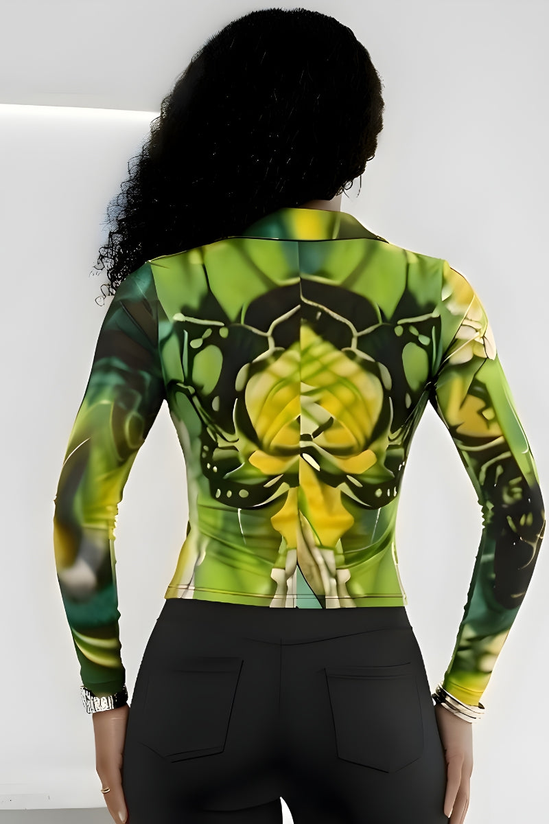 Luxury statement long-sleeve fitted blouse
