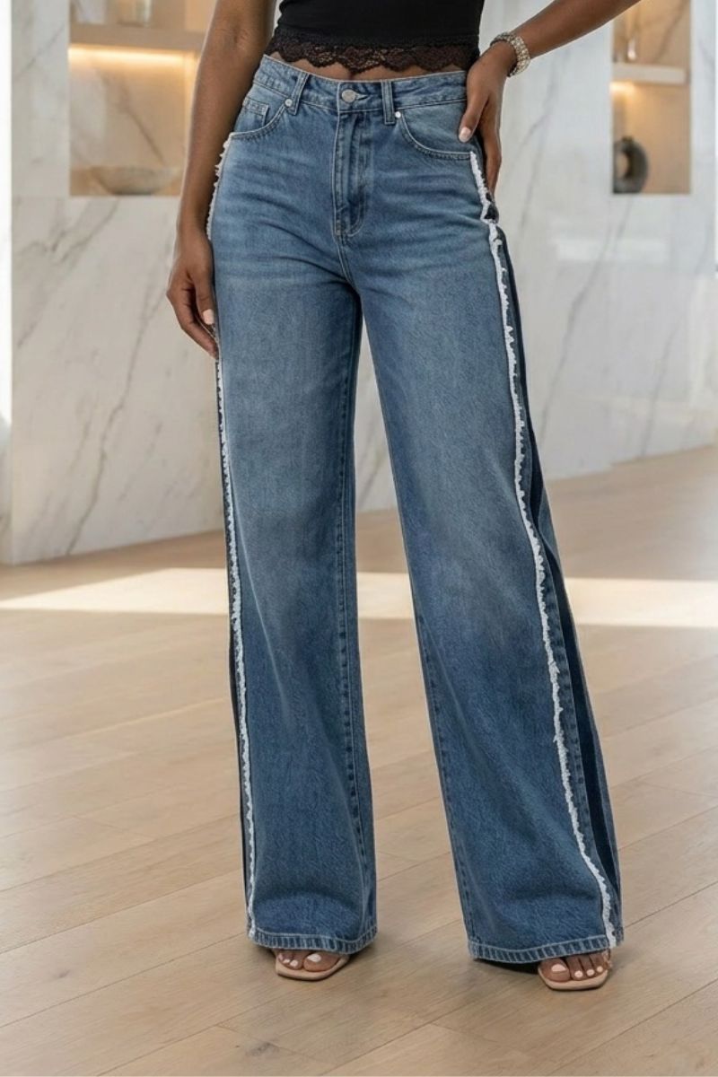 luxury wide-leg silhouette with elevated designer-inspired detail