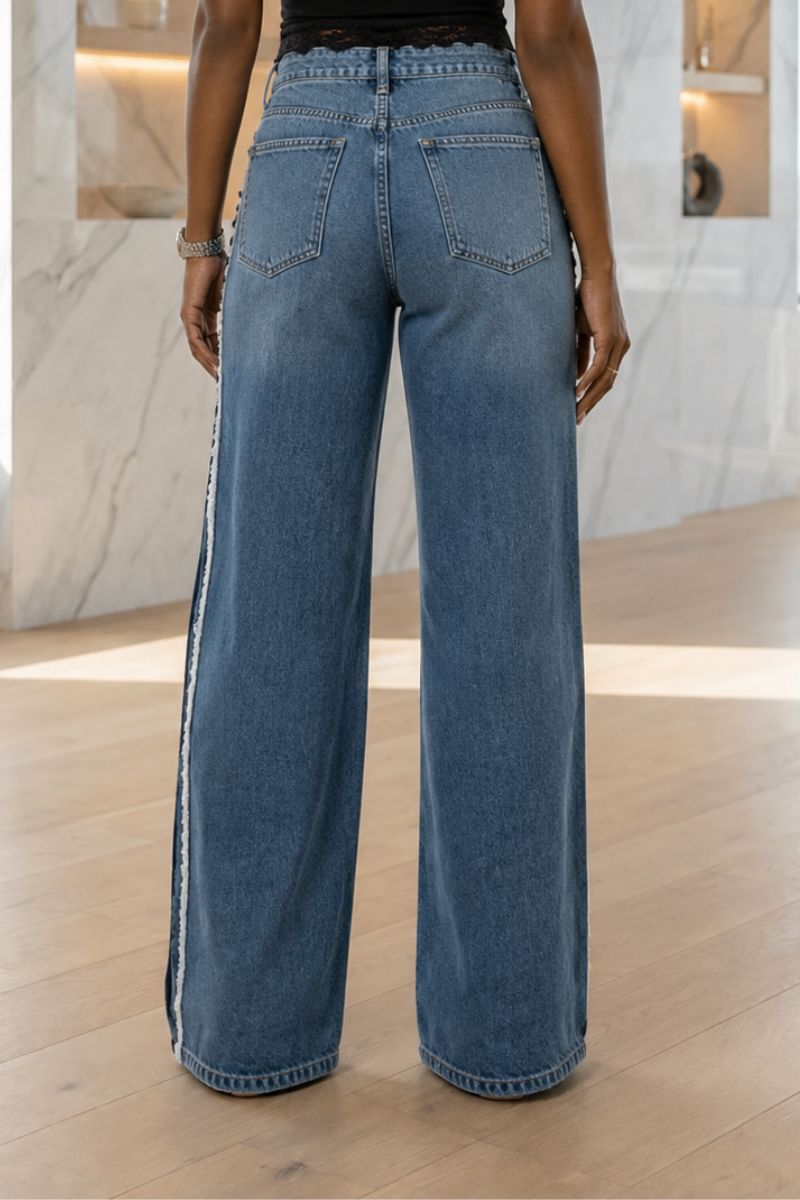 luxury wide-leg silhouette with elevated designer-inspired detail