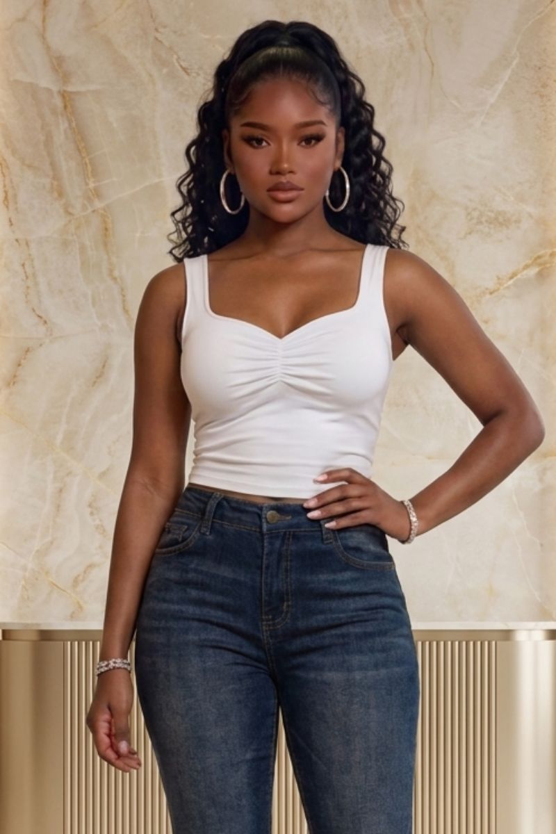 Fitted stretchy White body hugging top